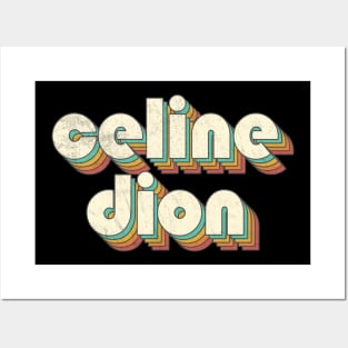 Retro Vintage Rainbow Celine Letters Distressed Style Posters and Art